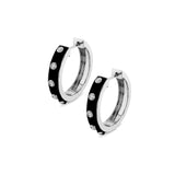 MICHAEL M Earrings 14k White Gold / Black Chroma Extruded Bezel Huggies ER486BK