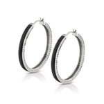 MICHAEL M Earrings 14k White Gold / Black Chroma Pavé Edge Hoop Earrings ER481