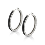 MICHAEL M Earrings 14k White Gold / Black Chroma Pavé Edge Hoop Earrings ER481