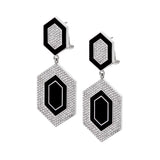 MICHAEL M Earrings 14k White Gold / Black Chroma Pavé Hexagon Cocktail Earrings ER490BK