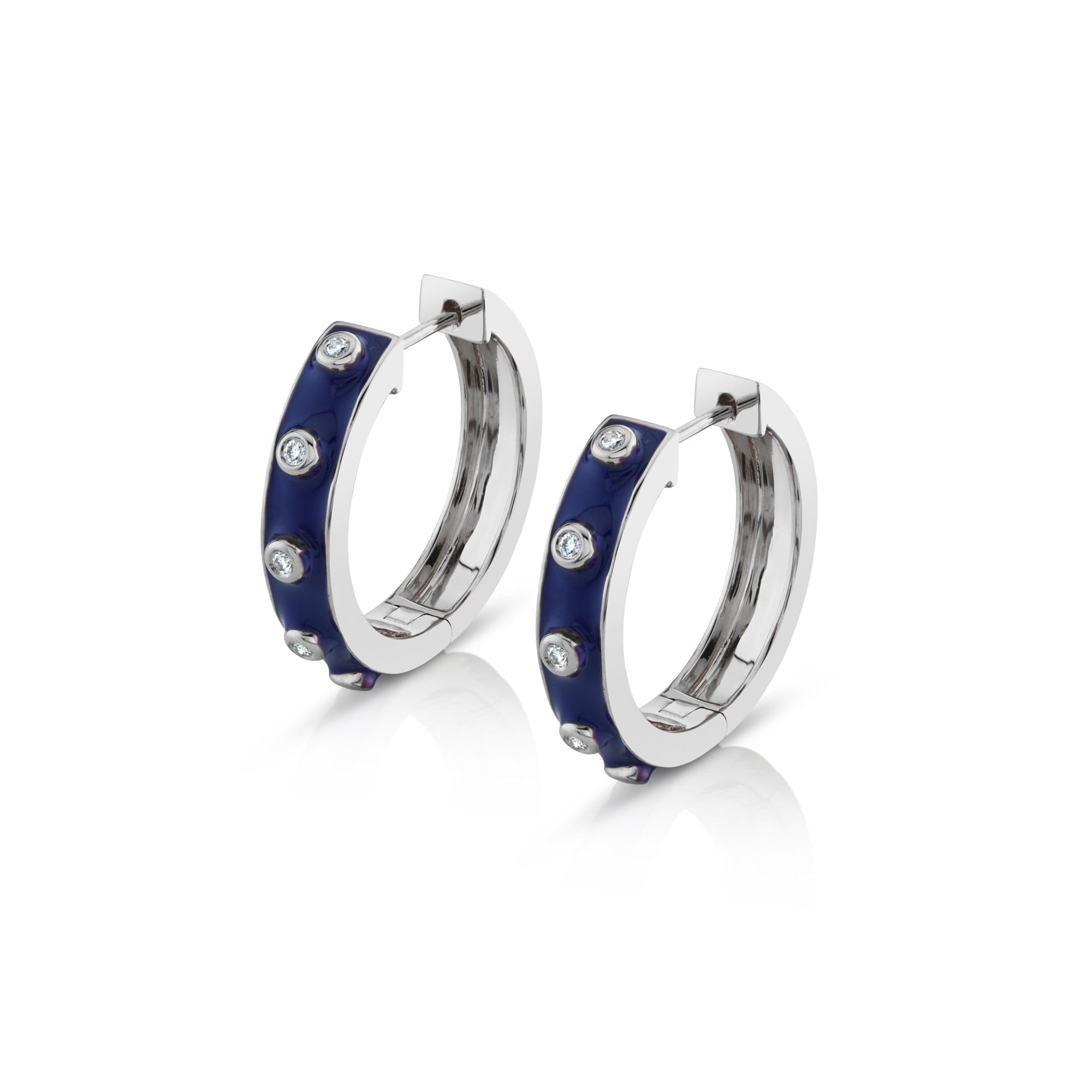 MICHAEL M Earrings 14k White Gold / Blue Chroma Extruded Bezel Huggies ER486BL
