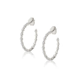 MICHAEL M Earrings 14K White Gold Cloud Alternating Hoops ER392WG