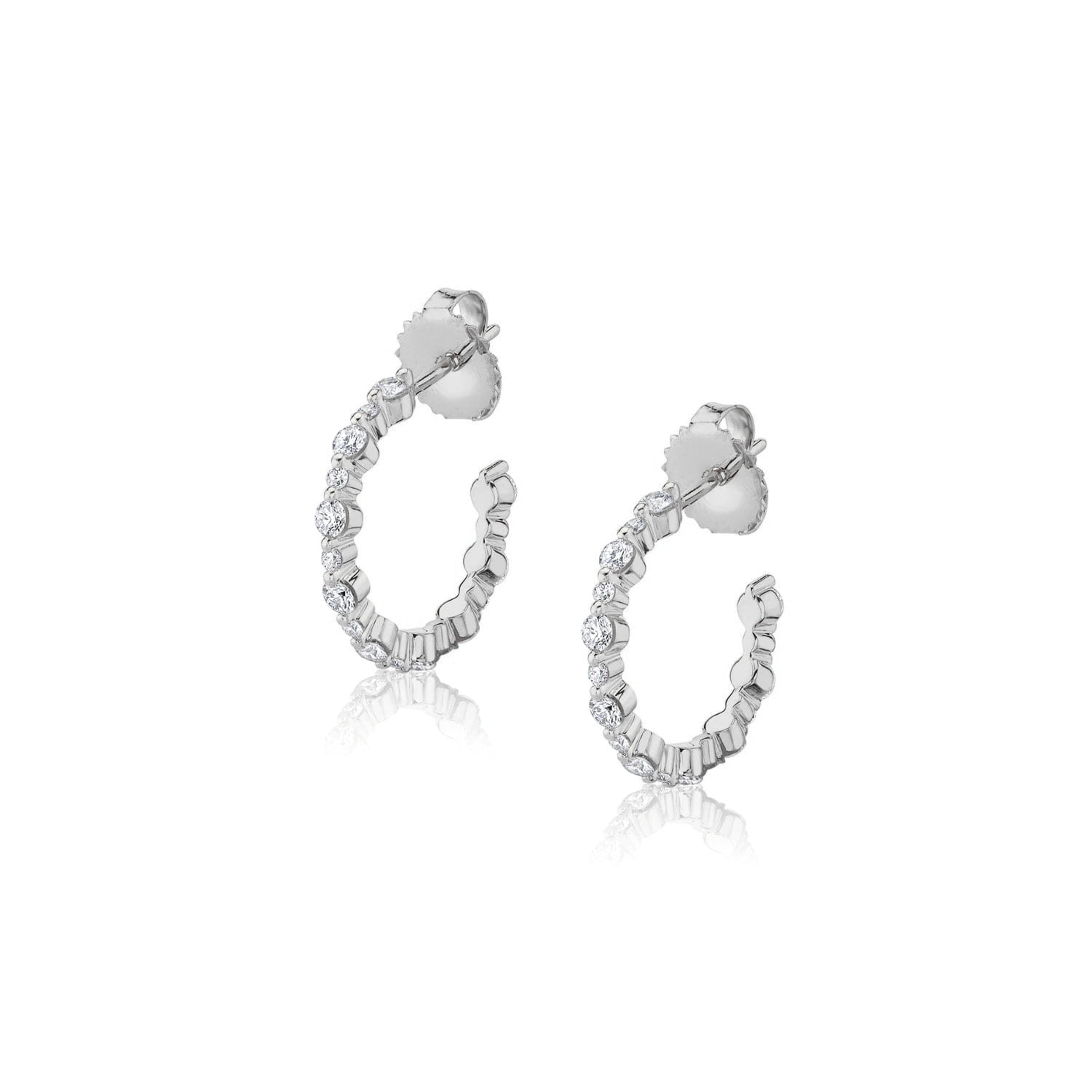 MICHAEL M Earrings 14K White Gold Cloud Alternating Huggies ER391