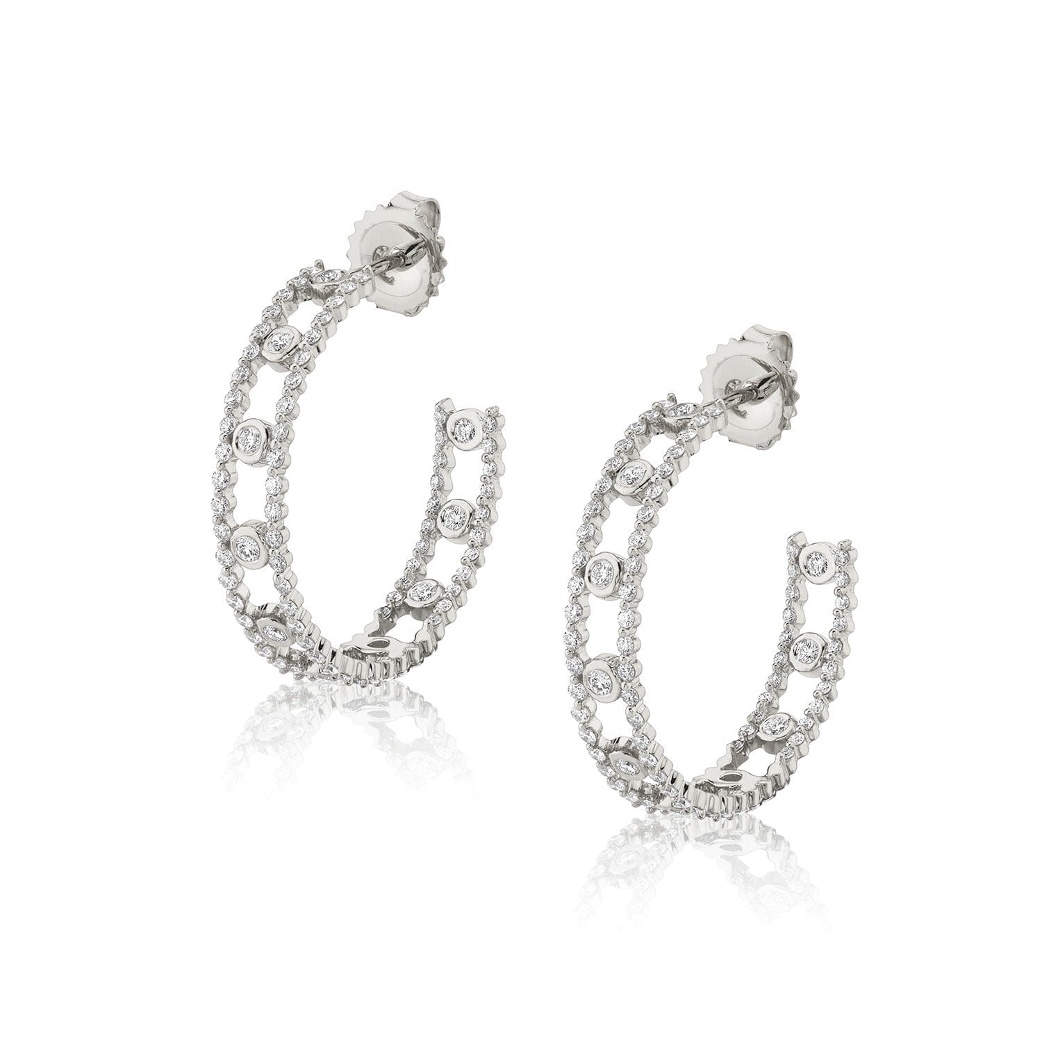MICHAEL M Earrings 14K White Gold Cloud Stacked Hoops ER387WG