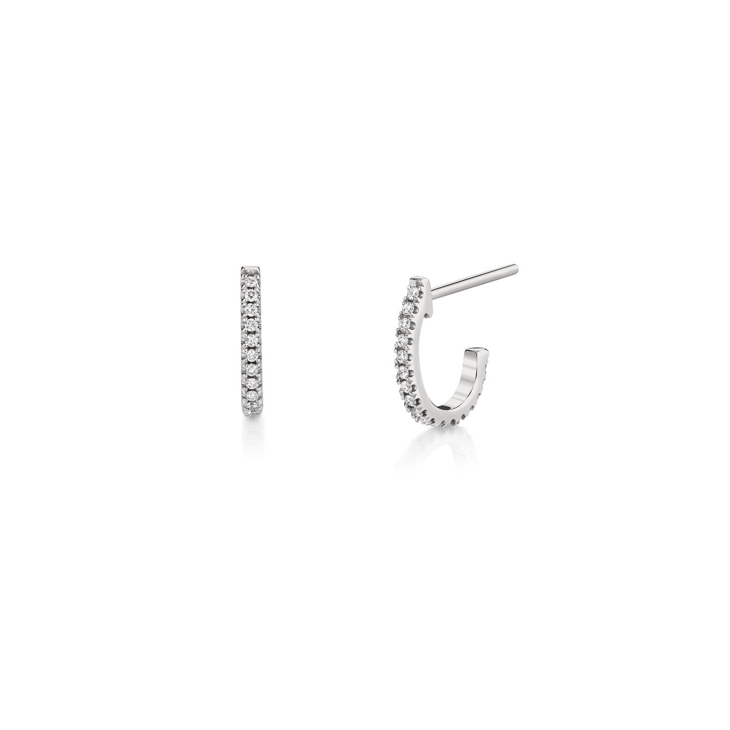 MICHAEL M Earrings 14K White Gold Diamond Huggie Hoop Earrings ER270