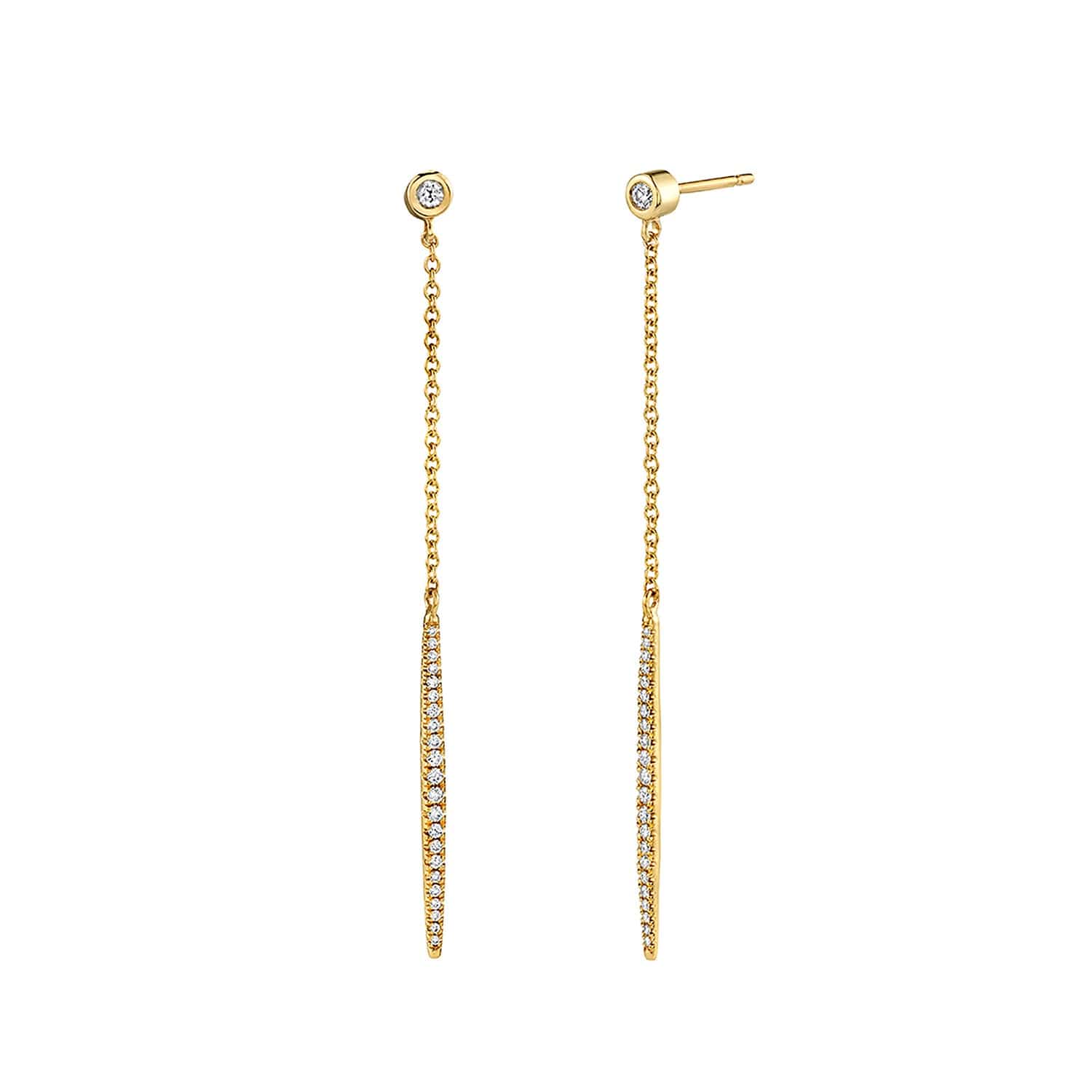 MICHAEL M Earrings 14K White Gold Diamond Stud Linear Earrings ER275WG