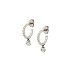 MICHAEL M Earrings 14K White Gold Foundation Bezel Huggie Hoops ER377
