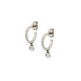 MICHAEL M Earrings 14K White Gold Foundation Bezel Huggie Hoops ER377