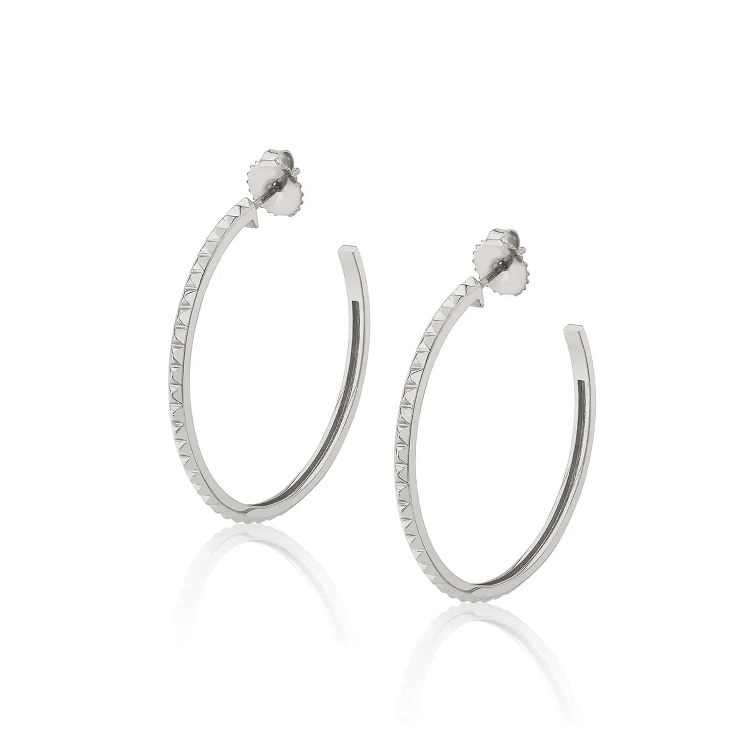MICHAEL M Earrings 14K White Gold Foundation Hoop Earrings ER368