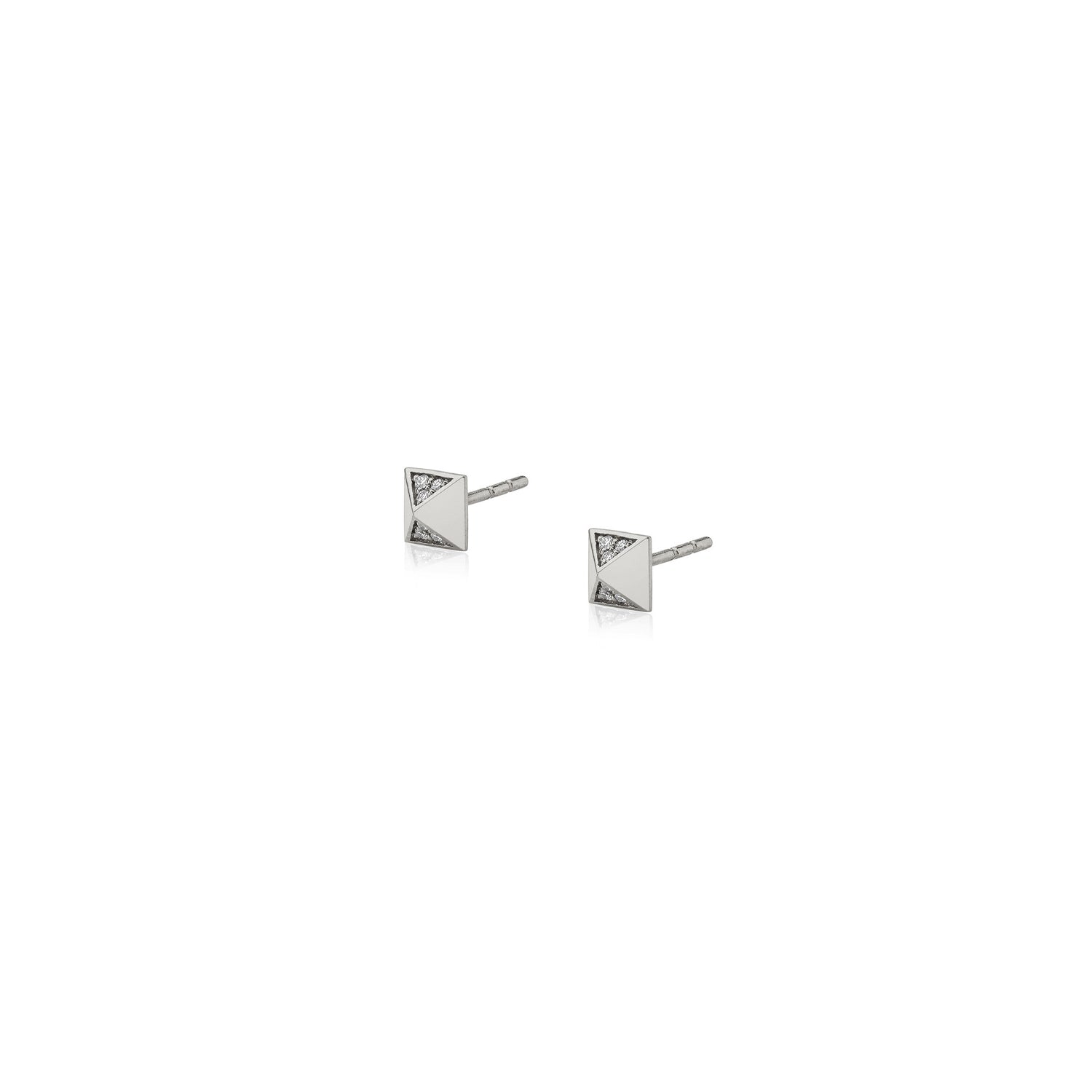 MICHAEL M Earrings 14K White Gold Foundation Pyramid Stud Earrings ER371