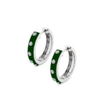 MICHAEL M Earrings 14k White Gold / Green Chroma Extruded Bezel Huggies ER486GR