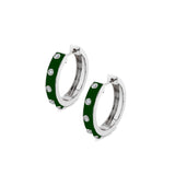 MICHAEL M Earrings 14k White Gold / Green Chroma Extruded Bezel Huggies ER486GR