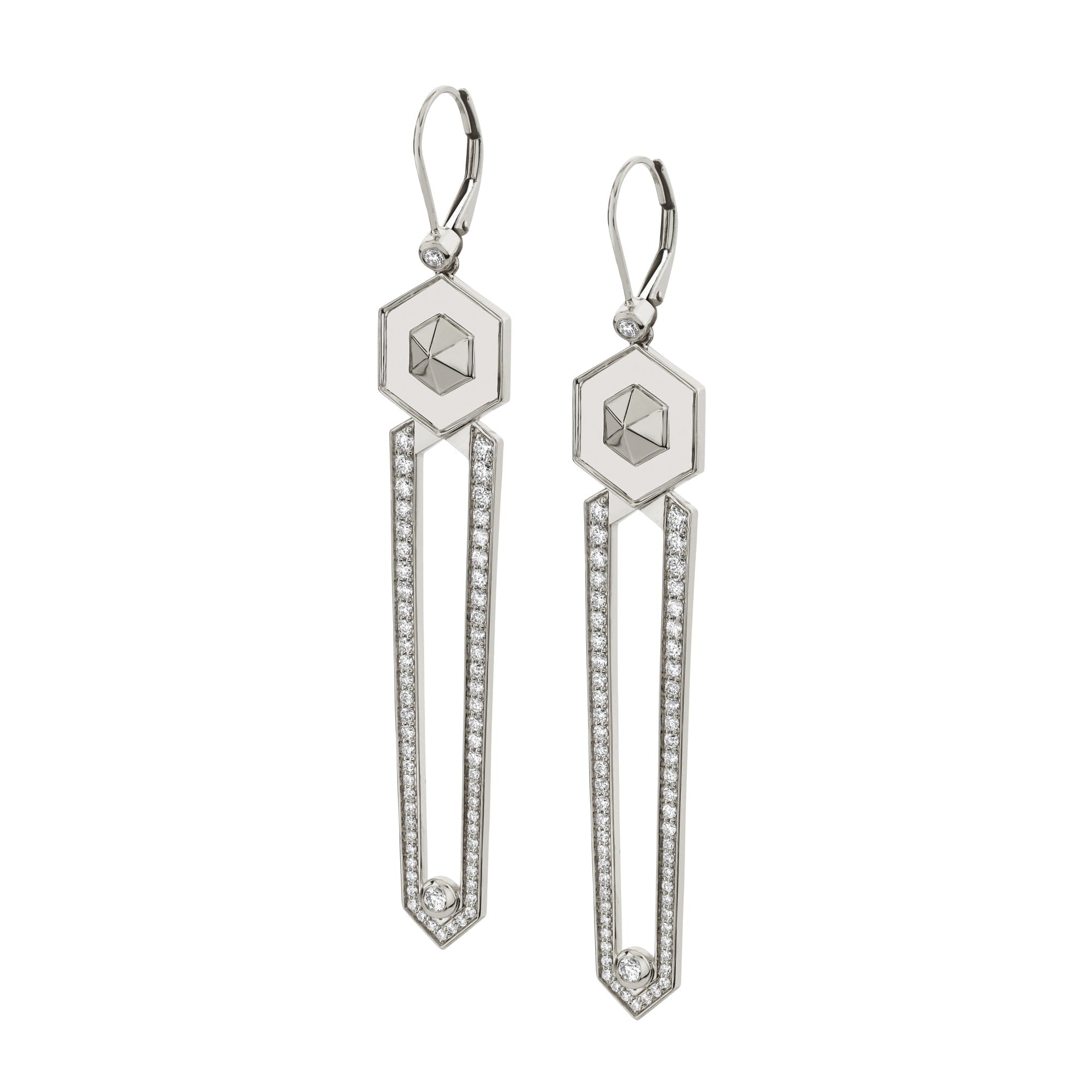 MICHAEL M Earrings 14K White Gold Hex Dagger Earrings ER515
