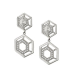 MICHAEL M Earrings 14K White Gold Hex Truss Cocktail Earrings ER512