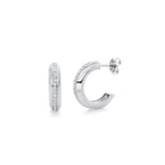 MICHAEL M Earrings 14K White Gold Large Pavé Luxe Link Hoops