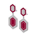 MICHAEL M Earrings 14k White Gold / Magenta Chroma Pavé Hexagon Cocktail Earrings ER490MA
