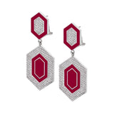MICHAEL M Earrings 14k White Gold / Magenta Chroma Pavé Hexagon Cocktail Earrings ER490MA