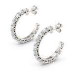 MICHAEL M Earrings 14K White Gold Meksian Diamond Hoop Earrings