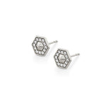 MICHAEL M Earrings 14K White Gold Mini Hex Studs ER507