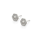 MICHAEL M Earrings 14K White Gold Mini Hex Studs ER507