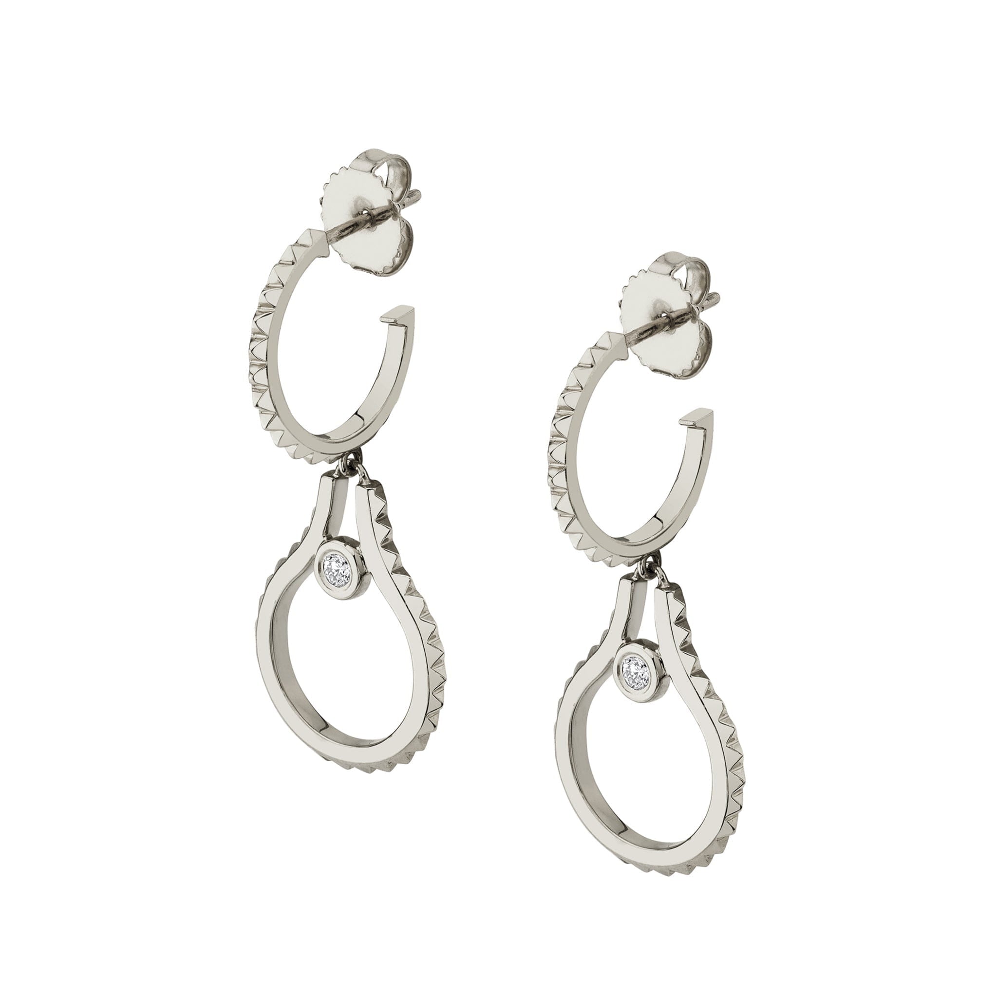 MICHAEL M Earrings 14K White Gold Mini Signature MM Tetra Earrings ER374