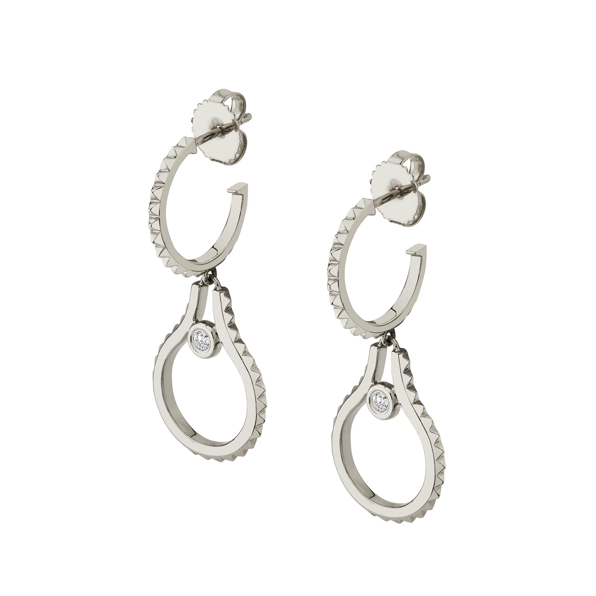 MICHAEL M Earrings 14K White Gold Mini Signature MM Tetra Earrings ER374