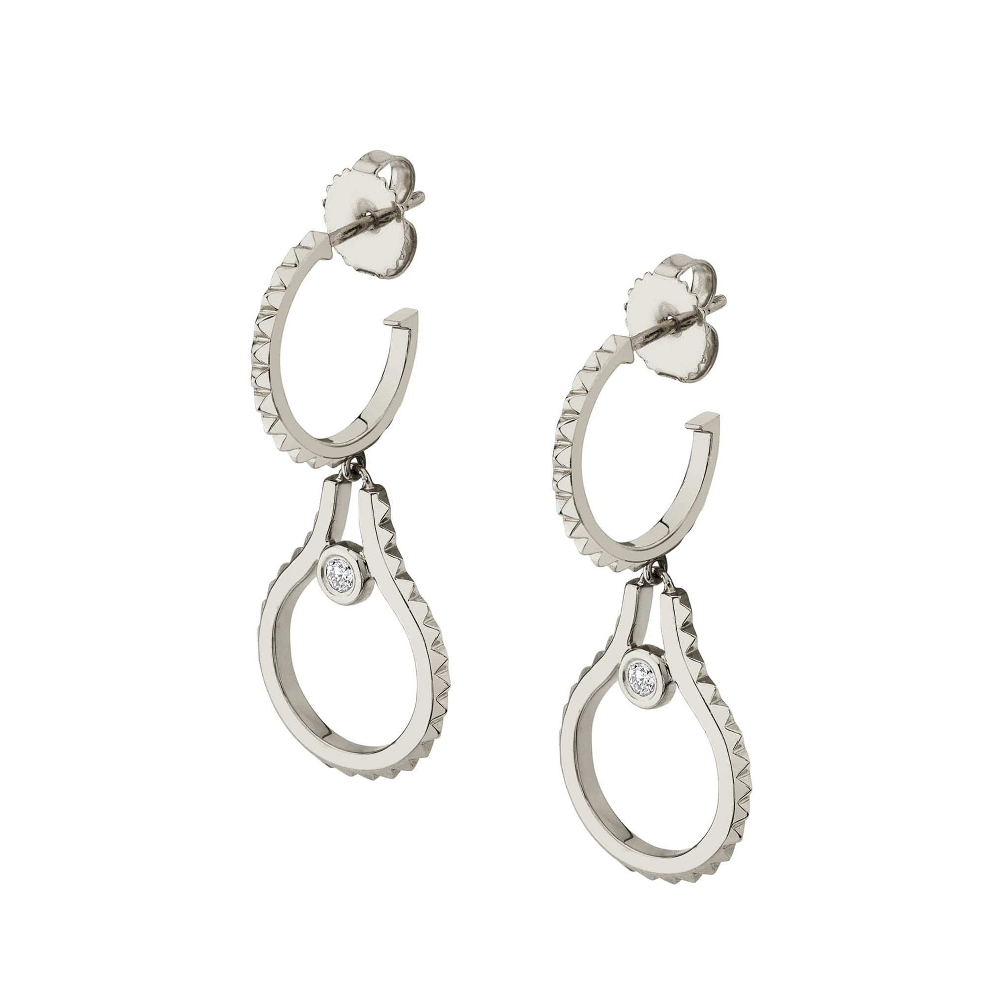 MICHAEL M Earrings 14K White Gold Mini Signature MM Tetra Earrings ER374