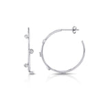 MICHAEL M Earrings 14K White Gold Mixed Shape Bezel Hoops ER413