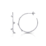 MICHAEL M Earrings 14K White Gold Mixed Shape Bezel Hoops ER413