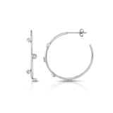 MICHAEL M Earrings 14K White Gold Mixed Shape Bezel Hoops