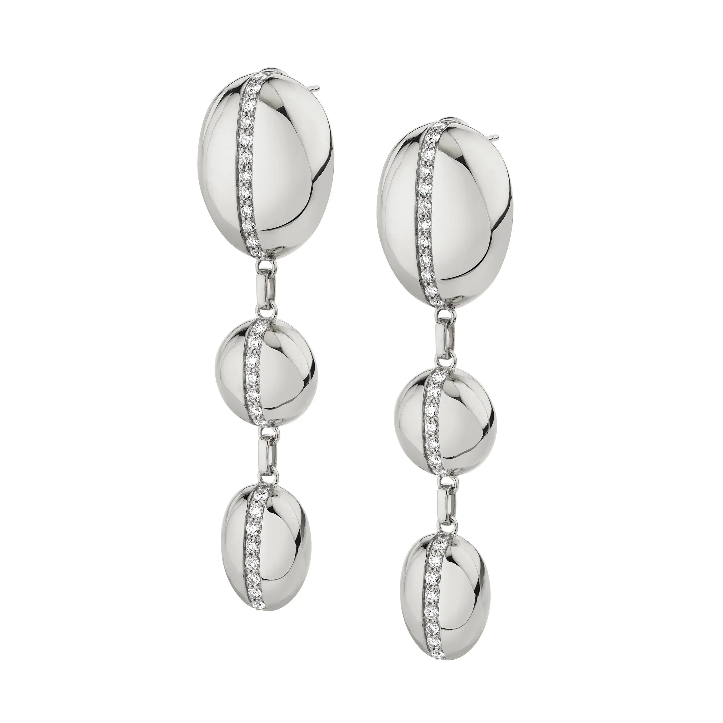 MICHAEL M Earrings 14K White Gold Orb Split Drop Earrings ER526