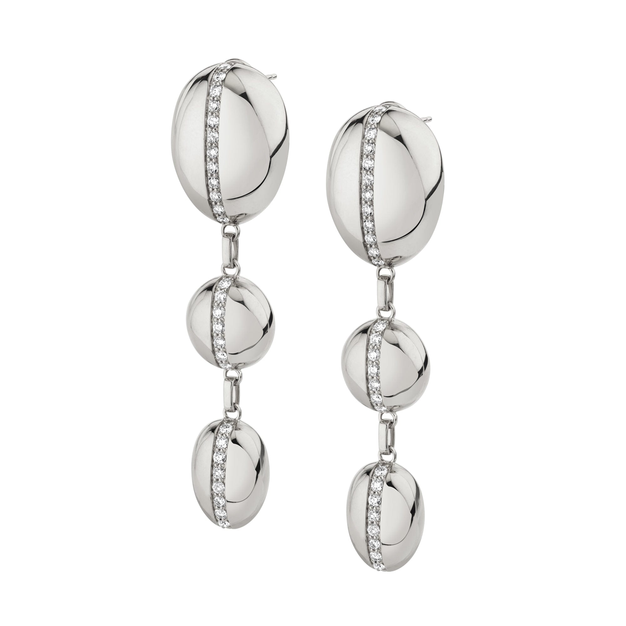 MICHAEL M Earrings 14K White Gold Orb Split Drop Earrings ER526