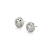 MICHAEL M Earrings 14K White Gold Orb Stripe Button Studs ER531