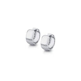 MICHAEL M Earrings 14K White Gold Orb Wide Huggie Hoops