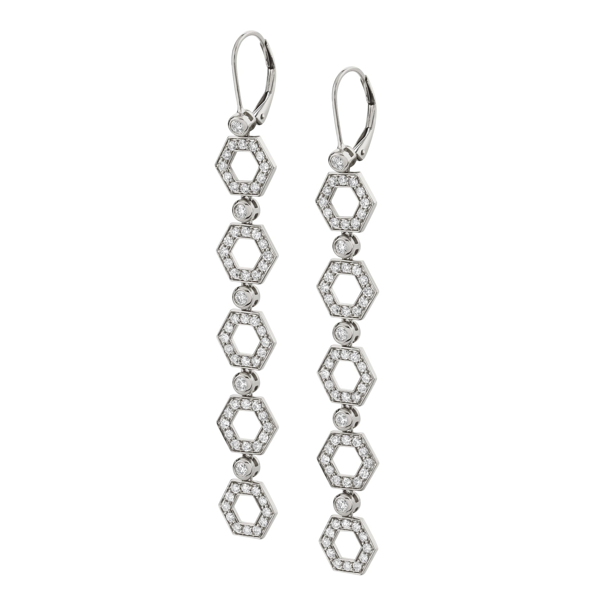 MICHAEL M Earrings 14K White Gold Pavé Hex Long Infinity Earrings ER501