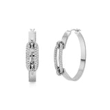 MICHAEL M Earrings 14K White Gold Pavé Luxe Link Hoop Earrings