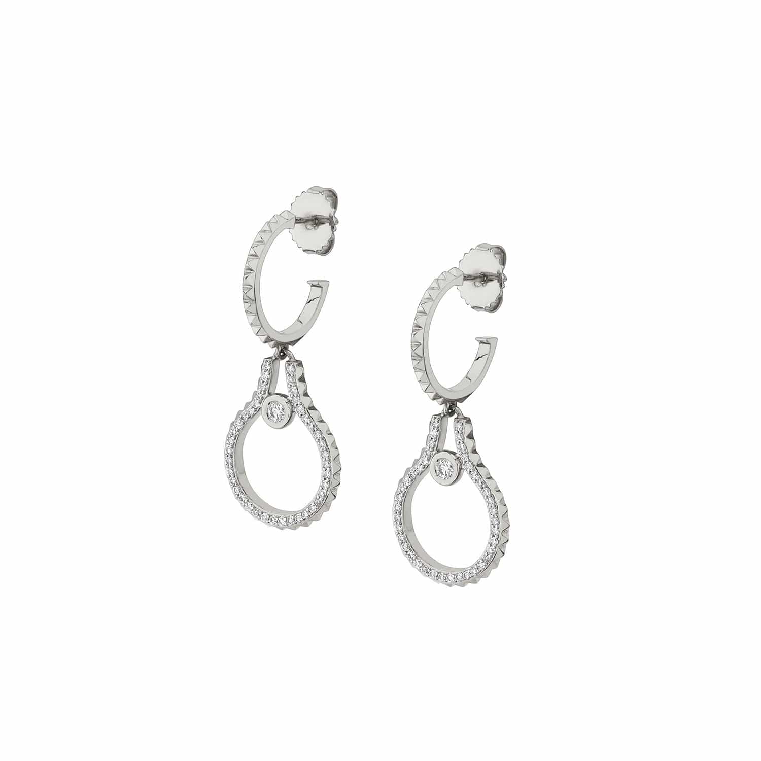 MICHAEL M Earrings 14K White Gold Pavé Mini Signature MM Tetra Earring ER375