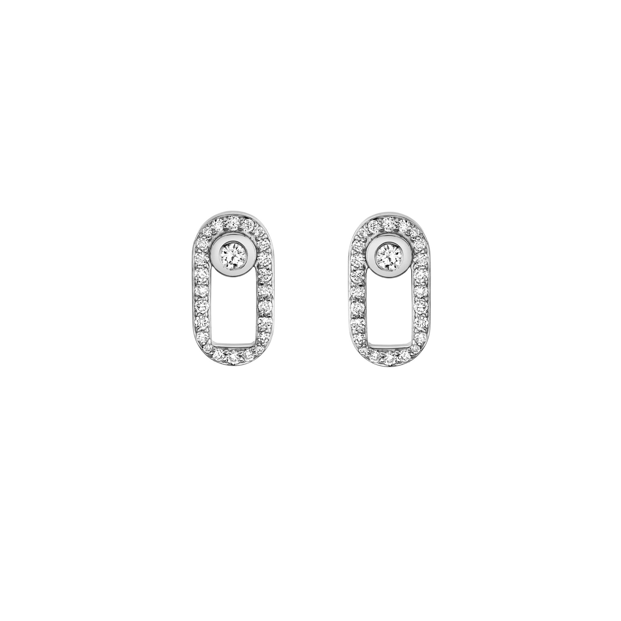 MICHAEL M Earrings 14K White Gold Pave Singleton Studs