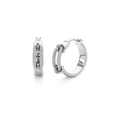 MICHAEL M Earrings 14K White Gold Pavé Wide Luxe Link Hoop Earrings