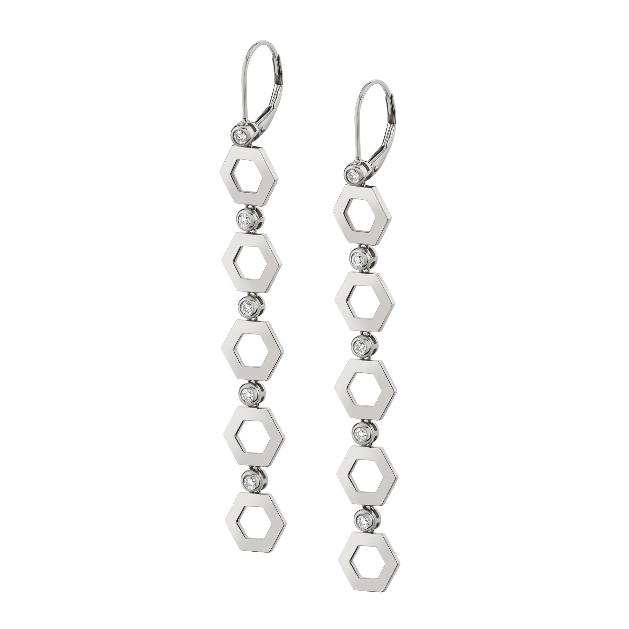 MICHAEL M Earrings 14K White Gold Plain Hex Long Infinity Earrings ER500