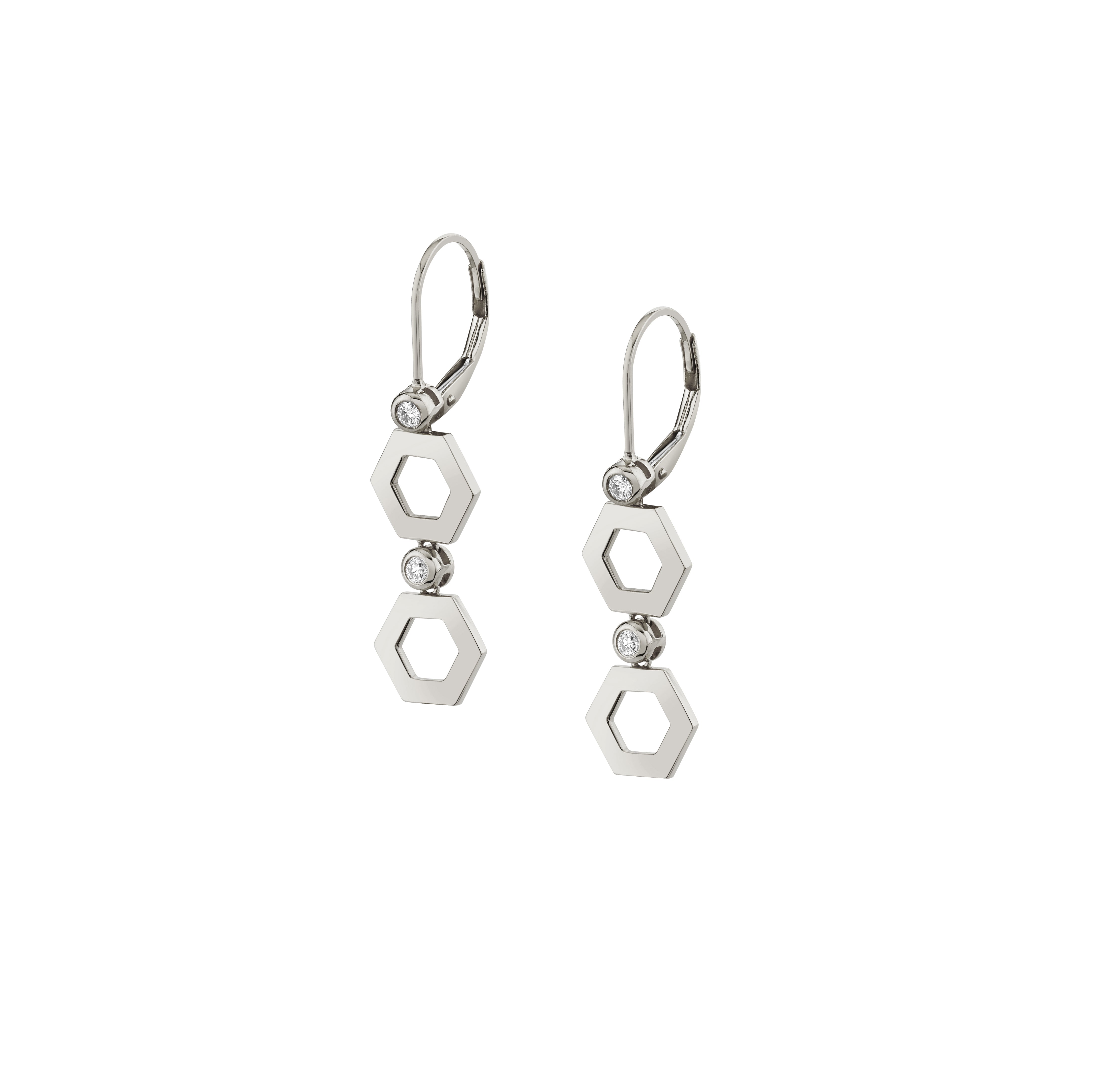 MICHAEL M Earrings 14K White Gold Plain Hex Short Infinity Earrings ER516