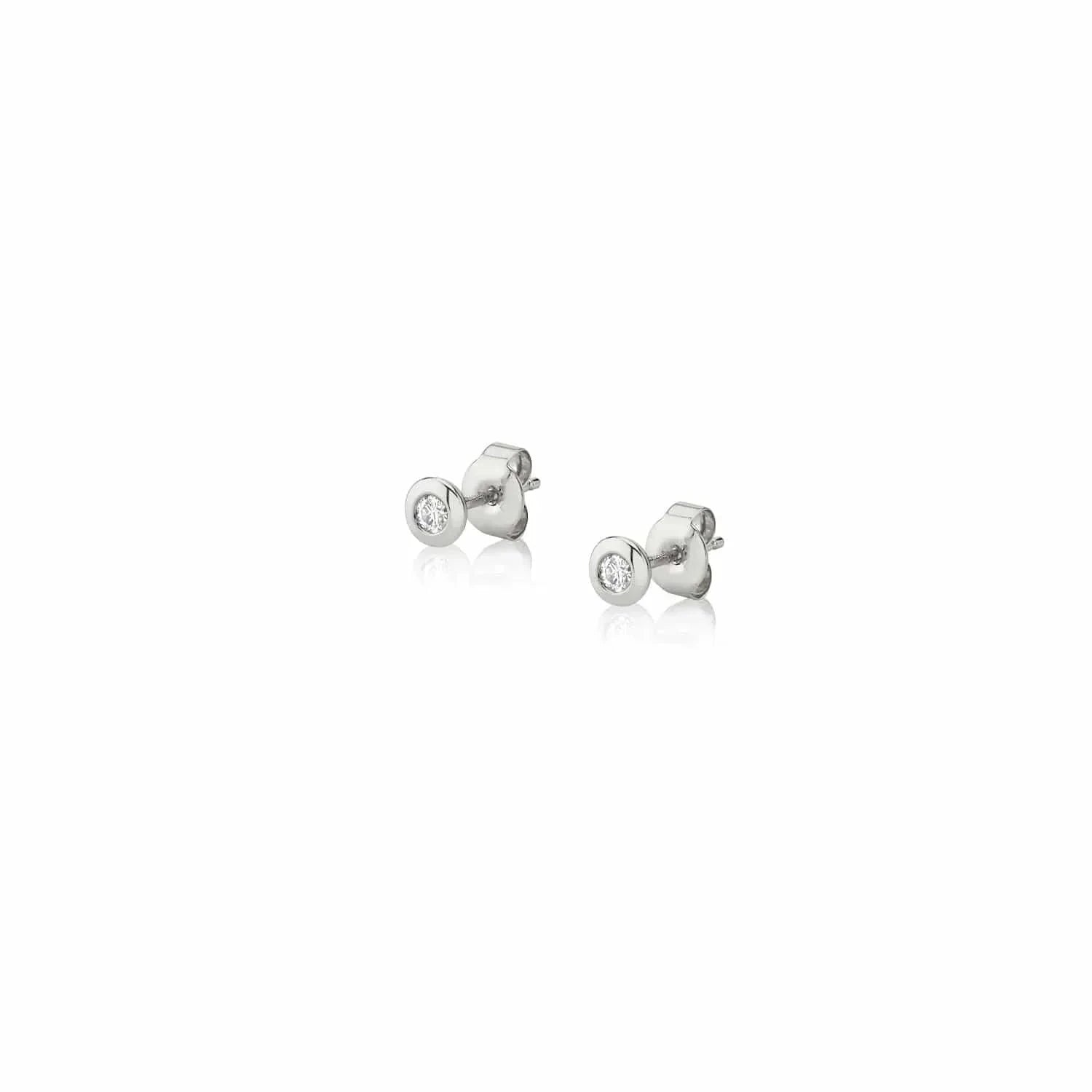 MICHAEL M Earrings 14K White Gold Round Bezel Stud Earrings ER417