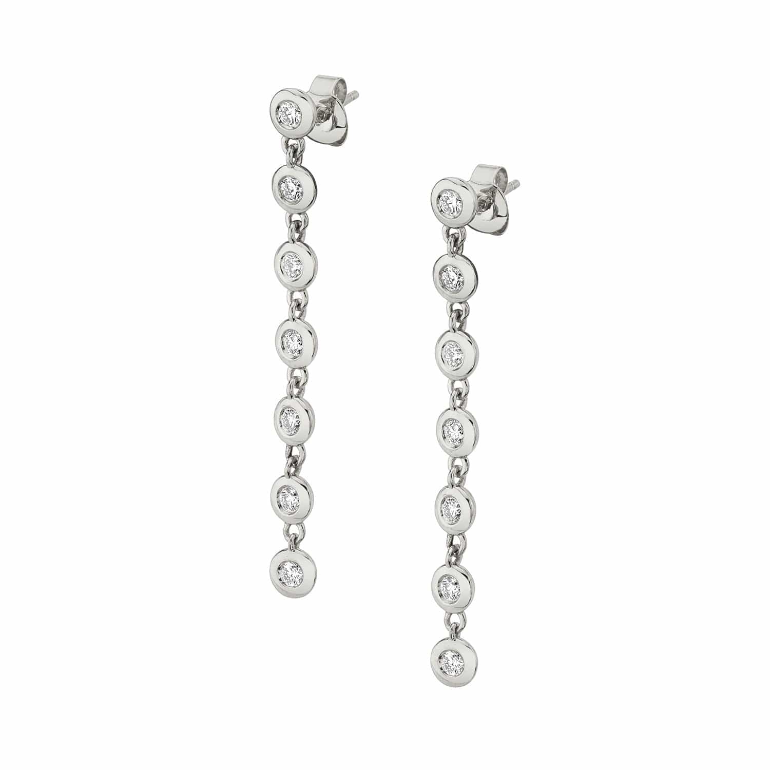 MICHAEL M Earrings 14K White Gold Round Bezel Tennis Earrings ER414
