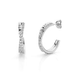 MICHAEL M Earrings 14K White Gold Tetra Crossover Hoops ER349