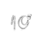 MICHAEL M Earrings 14K White Gold Tetra Double Huggie Hoops ER351