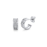 MICHAEL M Earrings 14K White Gold Tetra Pavé Huggie Hoops ER350