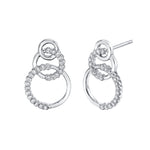 MICHAEL M Earrings 14K White Gold Triple Circle Diamond Drop Earrings ER273WG
