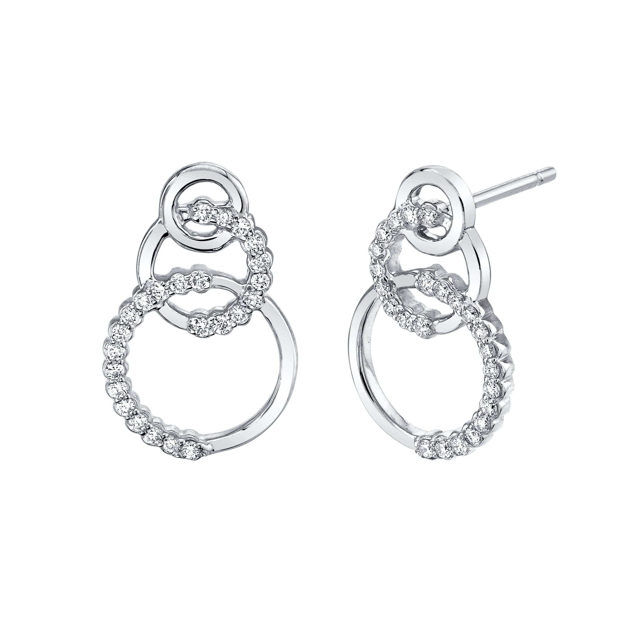 MICHAEL M Earrings 14K White Gold Triple Circle Diamond Drop Earrings ER273WG