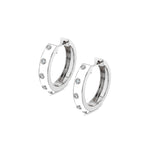 MICHAEL M Earrings 14k White Gold / White Chroma Extruded Bezel Huggies ER486WH
