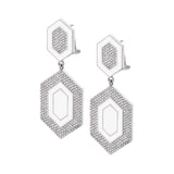 MICHAEL M Earrings 14k White Gold / White Chroma Pavé Hexagon Cocktail Earrings ER490WH